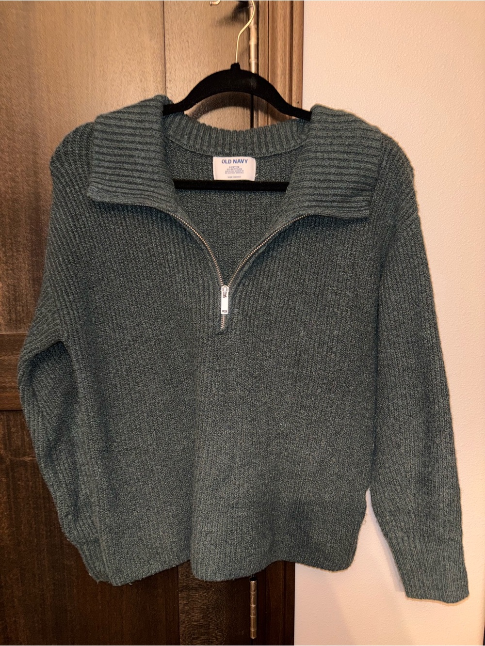 Old Navy Teal Ribbed Collar Half-Zip Sweater